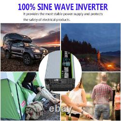 12/24V DC to 120V AC Pure Sine Wave Inverter 2000W 4000 Watt LCD Car USB US Plug