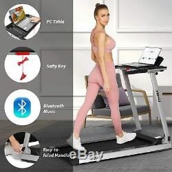 2.25HP Foldable Treadmills with Large LCD Monitor / Desk Jogging Fitness Machine