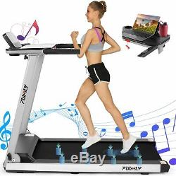 2.25HP Folding Treadmill with Bluetooth Speaker, 2 in 1 Running Machine Home Gym