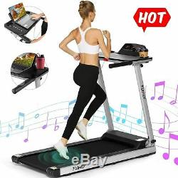 2.25HP Folding Treadmill with Bluetooth Speaker, 2 in 1 Running Machine Home Gym