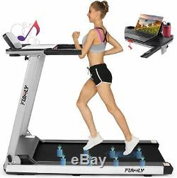 2.25HP Folding Treadmill with Bluetooth Speaker, 2 in 1 Running Machine Home Gym