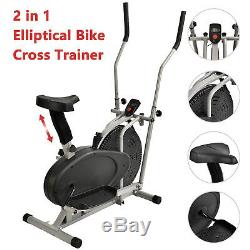 2 in 1 Elliptical Machine Exercise Upright Fan Bike Dual Trainer Fitness Workout