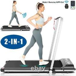 2 in 1 Folding Electric Treadmill Under Desk Wide Walking Running Machine Heavy
