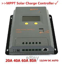20/40/60/80A 12/24V MPPT LCD Solar Panel Battery Charge Controller+10pcs Screws#
