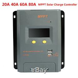20/40/60/80A 12/24V MPPT LCD Solar Panel Battery Charge Controller+10pcs Screws#