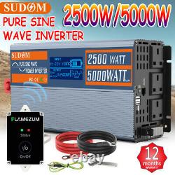 2500W 5000W PURE SINE WAVE Power Inverter DC 12V To AC 230V 240V LCD UK Outlets