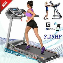 3.25HP Folding Treadmill 300LBS Electric Incline Running Machine with Ab Wheel