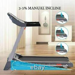 3.25HP Folding Treadmill 300LBS Electric Incline Running Machine with Ab Wheel