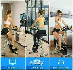 360lb-Folding Stationary Upright Indoor Cycling Exercise Bike with LCD Monitor