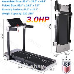 3HP Electric Folding Treadmill Running Machine 12 Preset Program Easy Assembly