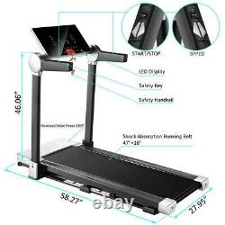 3HP Folding Treadmills Home Under Desk Electric Treadmill Workout 12 Pre-Program