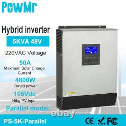 5KVA Hybrid Solar Inverter PWM 50A Solar Charge Controller 48V 220V In Parallel