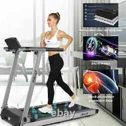 600W Folding Electric Treadmills Running Machine with Desk&Bluetooth APP