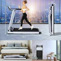 600W Folding Electric Treadmills Running Machine with Desk&Bluetooth APP