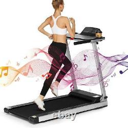 600W Folding Electric Treadmills Running Machine with Desk&Bluetooth Speaker