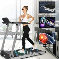600W Folding Electric Treadmills Running Machine with Desk&Bluetooth Speaker