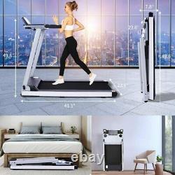 600W Folding Electric Treadmills Running Machine with Desk&Bluetooth Speaker