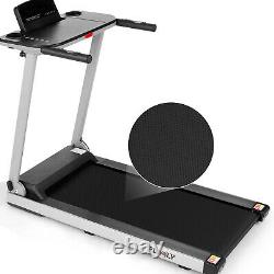 600W Folding Electric Treadmills Running Machine with Desk&Bluetooth Speaker