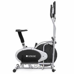 BCP 2-in-1 Elliptical Trainer Exercise Fitness Bike with LCD Display Gray