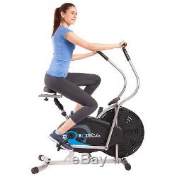 Body Flex Sports BRF650 Body Rider Upright Gel Seat Fan Bike with Looped Pedals