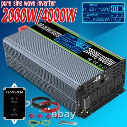 DC 12V to 110V 120V AC 2000With4000W Power Inverter PURE SINE WAVE LCD Converter
