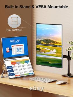 EVICIV Dual Stacked 15.6 Folding Monitor Triple Portable Display with Stand VESA