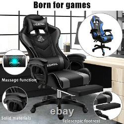 Ergonomic Gaming Computer Chair Lumbar Massage Support Office Linen Gray 2 Style