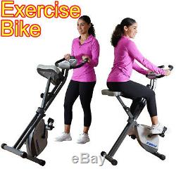Exercise Bike Cardio Folding Heart Rate Sensor Extra Wide Padded Seat Workout