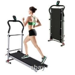Folding Manual Treadmill Running Machine Cardio Fitness Exercise Home Workout