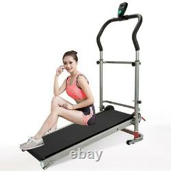 Folding Manual Treadmill Running Machine Cardio Fitness Exercise Home Workout