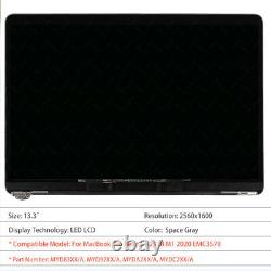 For MacBook Pro 13 A2338 2020 LCD Screen Display Assembly+Top Cover Space Gray