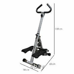 HOMCOM Stepper Fitness Exercise Handle Bar Machine Cardio Foldable Workout Grey
