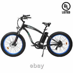 Hammer Electric Fat Bike withUSB Beach Snow Bicycle E-bike 48V 750W Grey/Blue UL