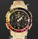 Mint G Shock GA100 Custom Rainbow Bezel Large Grain CZ zirconia 18K Gold Rare