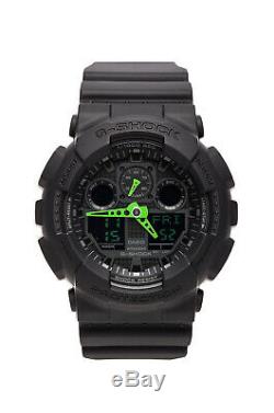 New Casio G-Shock GA-100 Black Green Analog-Digital Men Watch