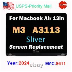 OEM For Macbook Air A3113 M3 2024 LCD Display Screen Replacement Space Gray