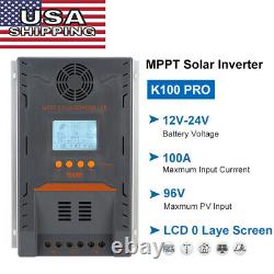 PowMr 100A MPPT Solar Charge Controller 12/24V Auto USB LCD 0 Laye Screen PV96V