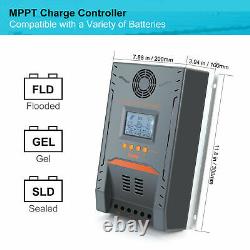 PowMr 100A MPPT Solar Charge Controller 12/24V Auto USB LCD 0 Laye Screen PV96V