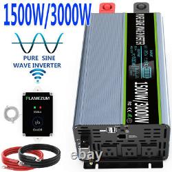 Power Inverter DC 12V To 110V 120V AC 1500With3000W Pure Sine Wave &Remote Control