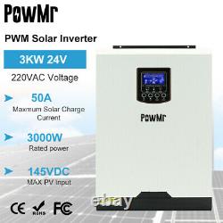 Powmr 3000W Solar Hybrid Inverter Buit-in 50A PWM Solar Charge Controller PV145V
