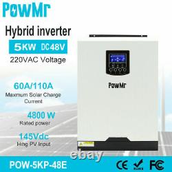Powmr 5000W Solar Inverter Buit-in 60A PWM Solar Charge Controller DC48V AC220V