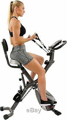 Sunny Health & Fitness Foldabl Semi Recumbent Magnetic Upright Exercise Bike LCD