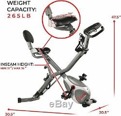 Sunny Health & Fitness Foldabl Semi Recumbent Magnetic Upright Exercise Bike LCD