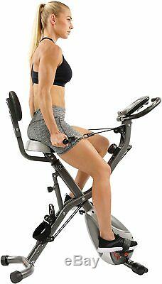 Sunny Health & Fitness Foldabl Semi Recumbent Magnetic Upright Exercise Bike LCD