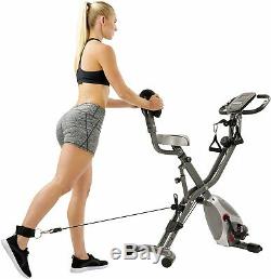 Sunny Health & Fitness Foldabl Semi Recumbent Magnetic Upright Exercise Bike LCD