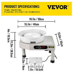 VEVOR Electric Pottery Wheel 9.8 Turntable Ceramic LCD Display Foot Pedal 350W