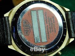 Vintage Heuer Chronosplit III LCD/LED Gold Filled Leather Strap Model R 100 725