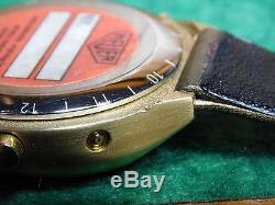 Vintage Heuer Chronosplit III LCD/LED Gold Filled Leather Strap Model R 100 725